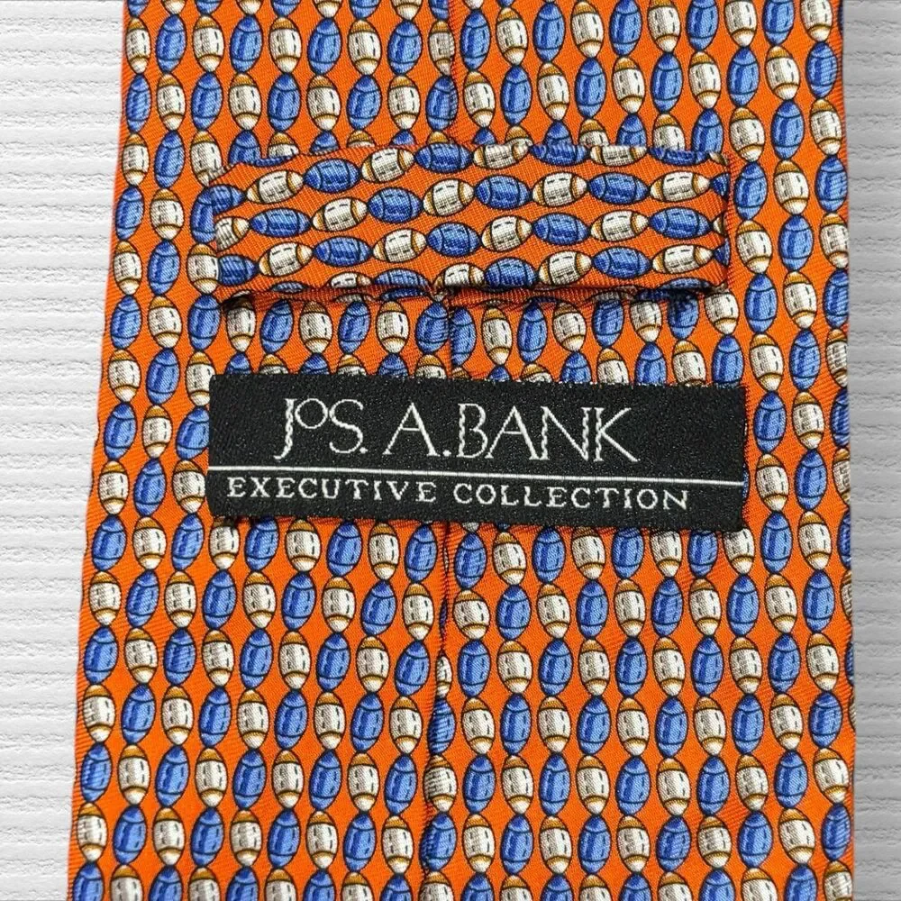 Jos. A. Bank Tie Blue and Orange Football Geometric
